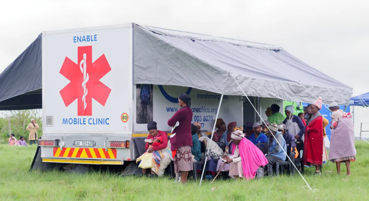 A mobile clinic tent