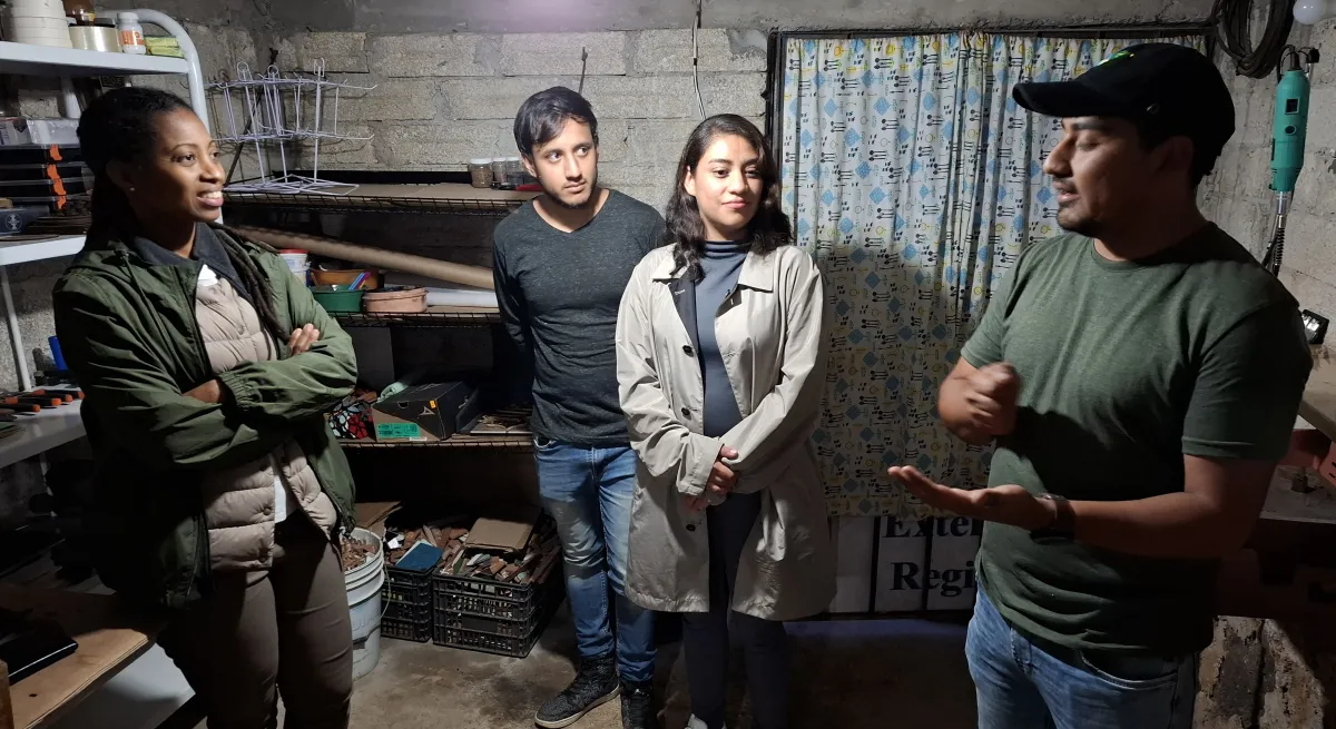 People standing in the basement